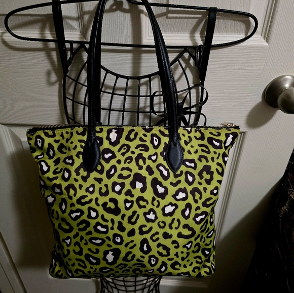 Furla Lime Green Leopard Tote - Picture 2 of 6